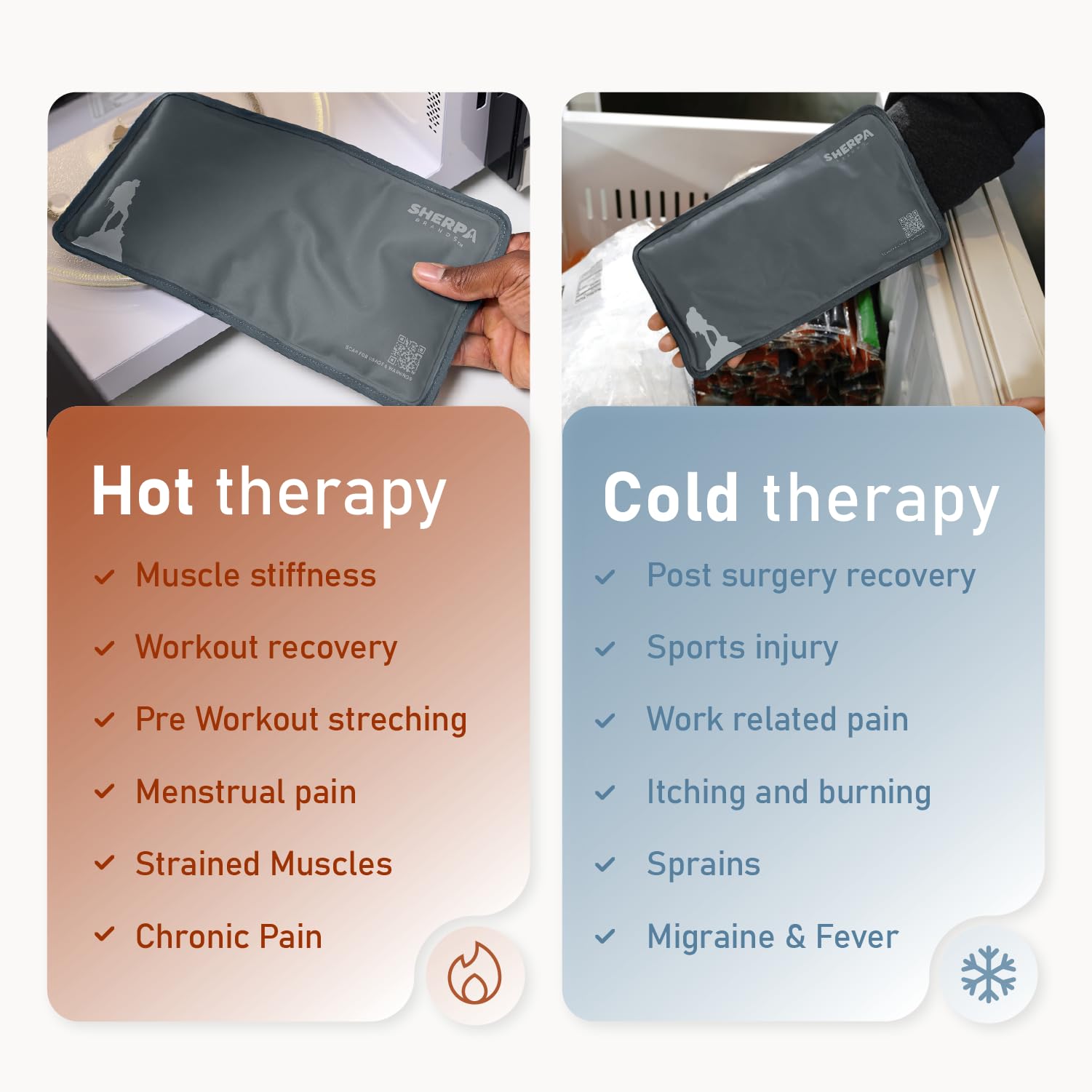 Sherpa Therapy Pack Gel - durable et réutilisable grâce à des coutures renforcées.
