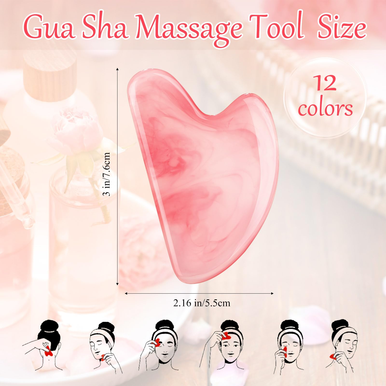 Sherr Gua Sha Coeur Résine Bleu Pâle, design élégant pour relaxation du visage.
