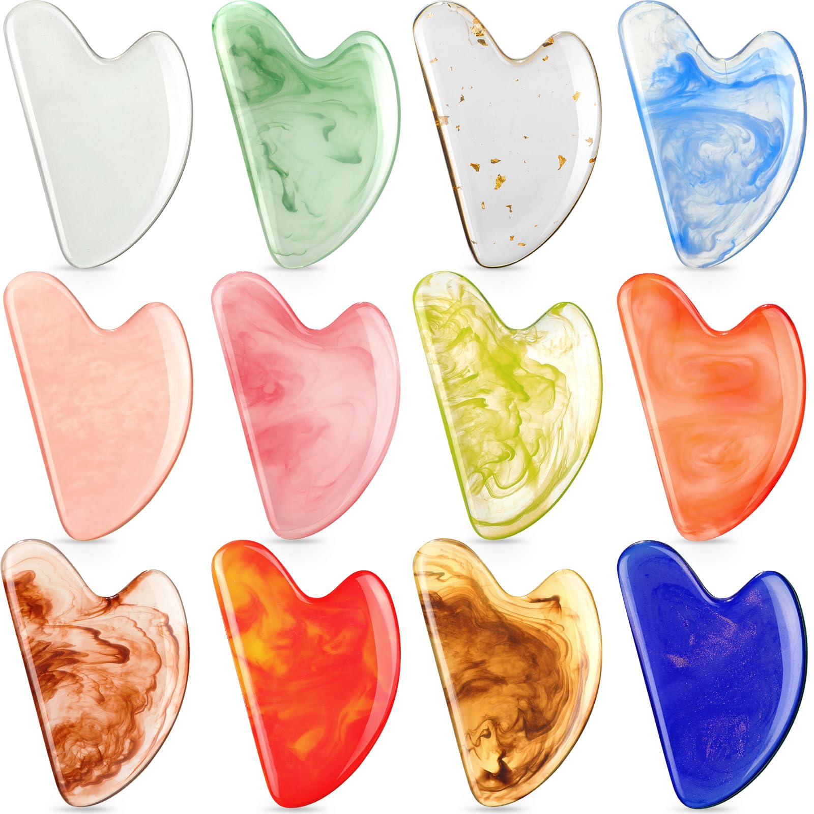 Sherr Gua Sha Coeur Résine Rose, outil facial stimulant la circulation.