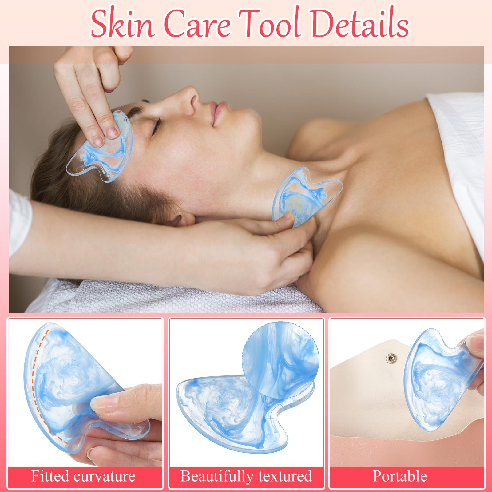 Sherr Gua Sha Coeur Résine Vert Pastel, outil portable pour visage et cou.