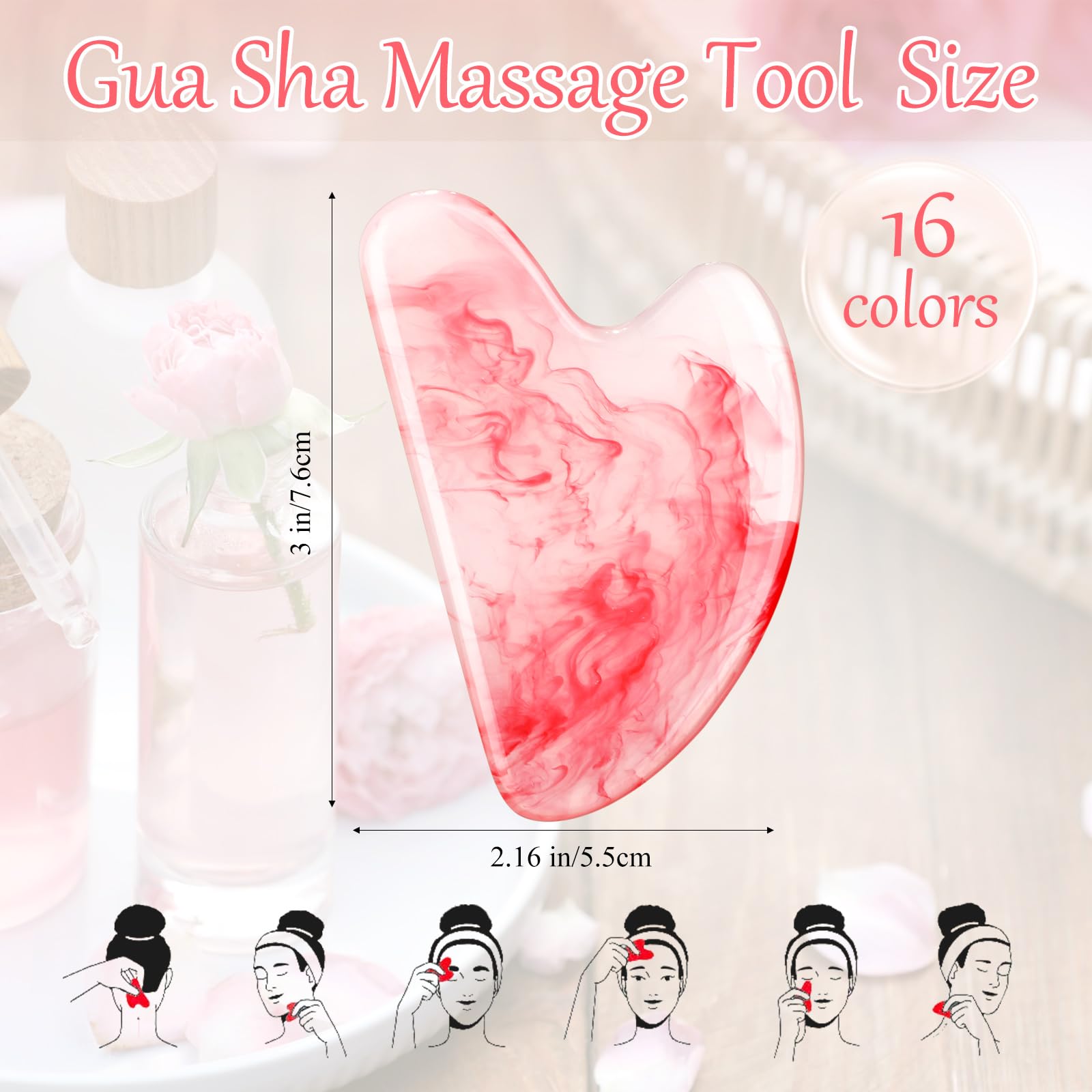 Sherr gua sha cœur, 16 couleurs variées, outil portatif pour revitaliser le teint.