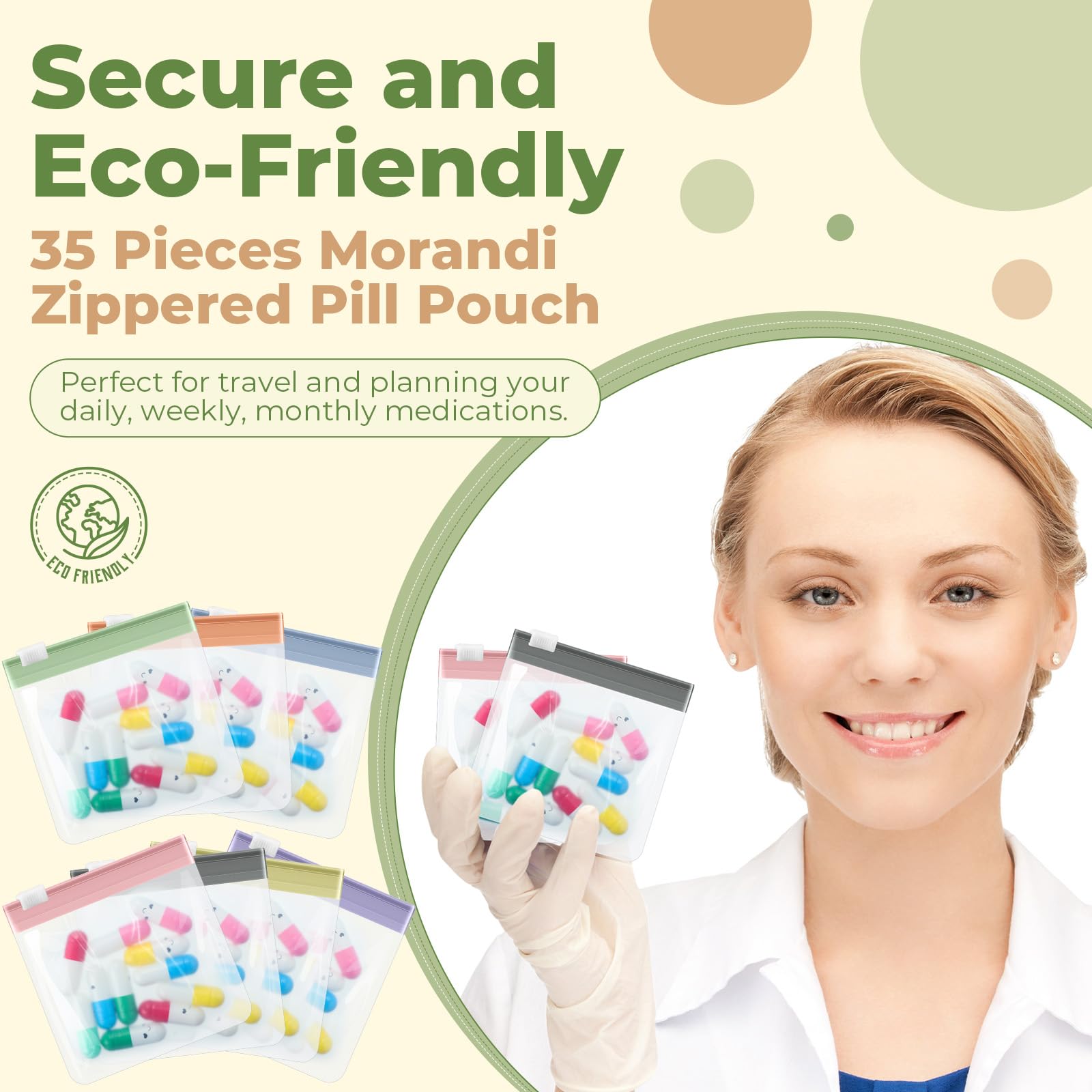 Pochettes Sherr 75x75 mm, capacité adaptée pour comprimés