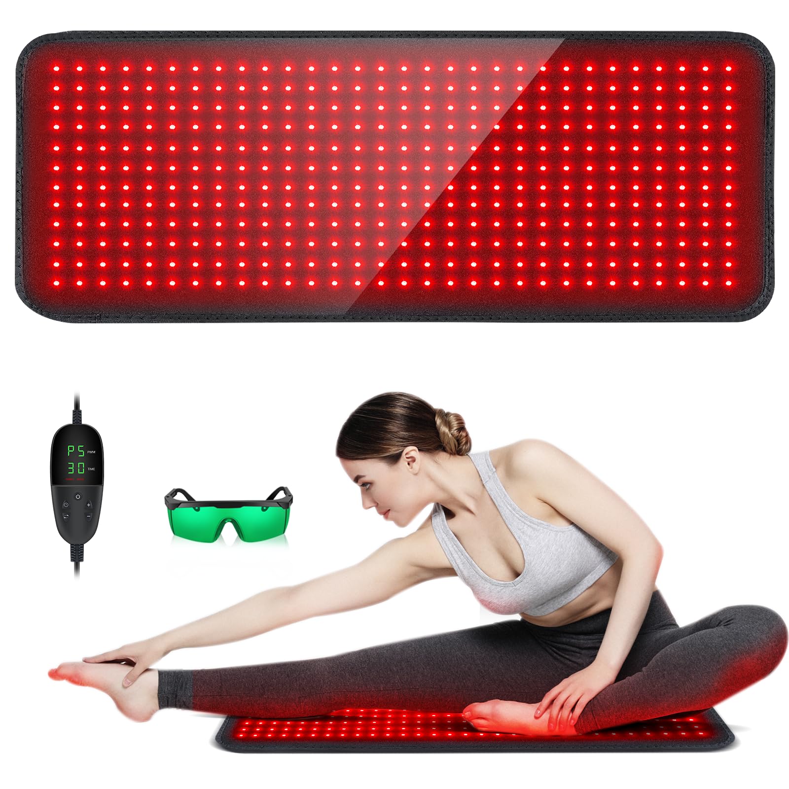 SHEVIEW Tapis-lumière rouge 360 diodes électroluminescentes pour soutenir le dos et le corps.