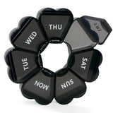 SHIJOINYU porte-pilules semaine noir — ouverture facile et pratique pour la routine hebdomadaire.