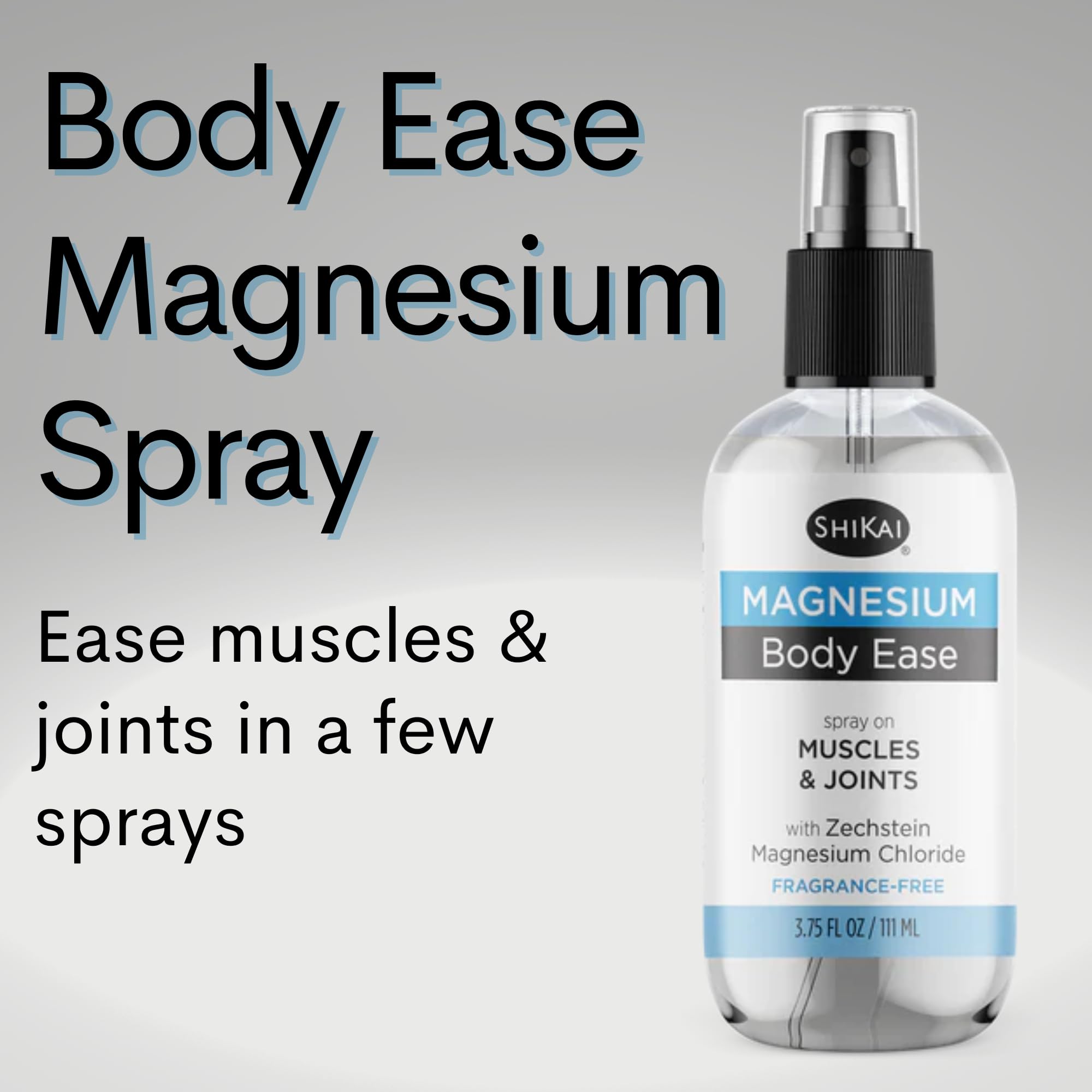 ShiKai Magnesium Body Ease Spray avec pompe visible pour application contrôlée