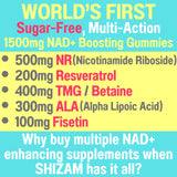 Vue des ingrédients clés SHIZAM NAD+ Plus et utilisation possible.