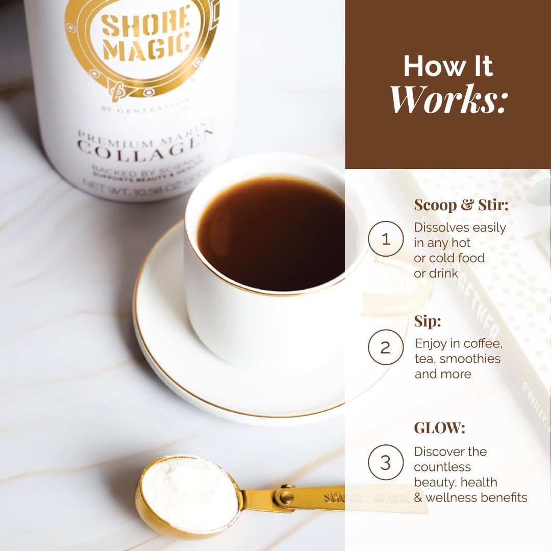 Shore Magic Collagen étiquette Kosher et formule sans additifs.