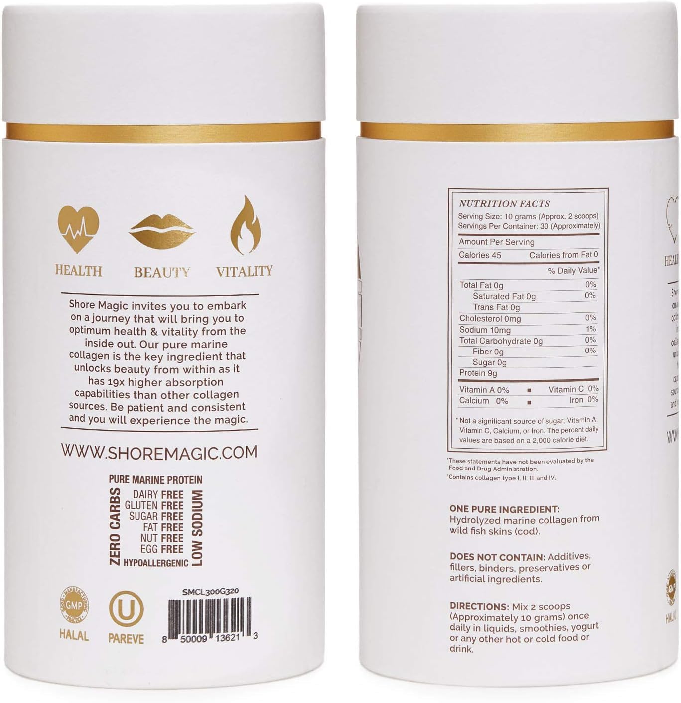 Shore Magic Collagen mélangé dans smoothie, goût neutre facilitant l'intégration.