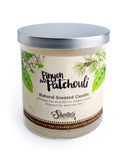 Shortie's Pinyon & Patchouli – cire naturelle et mèche fibre, brûle propre.