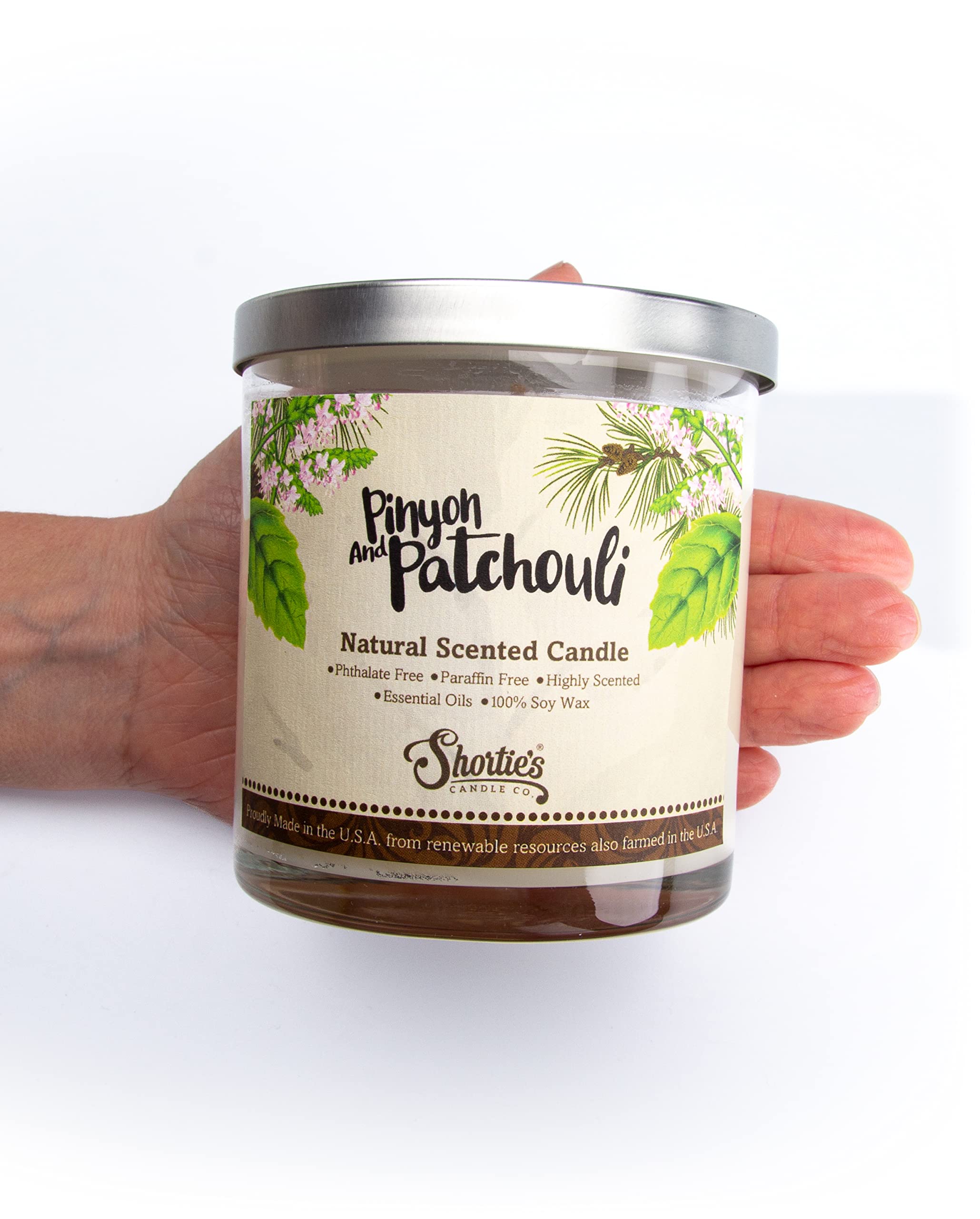 Shortie's Pinyon & Patchouli – flamme chaleureuse, ambiance cosy et durable.