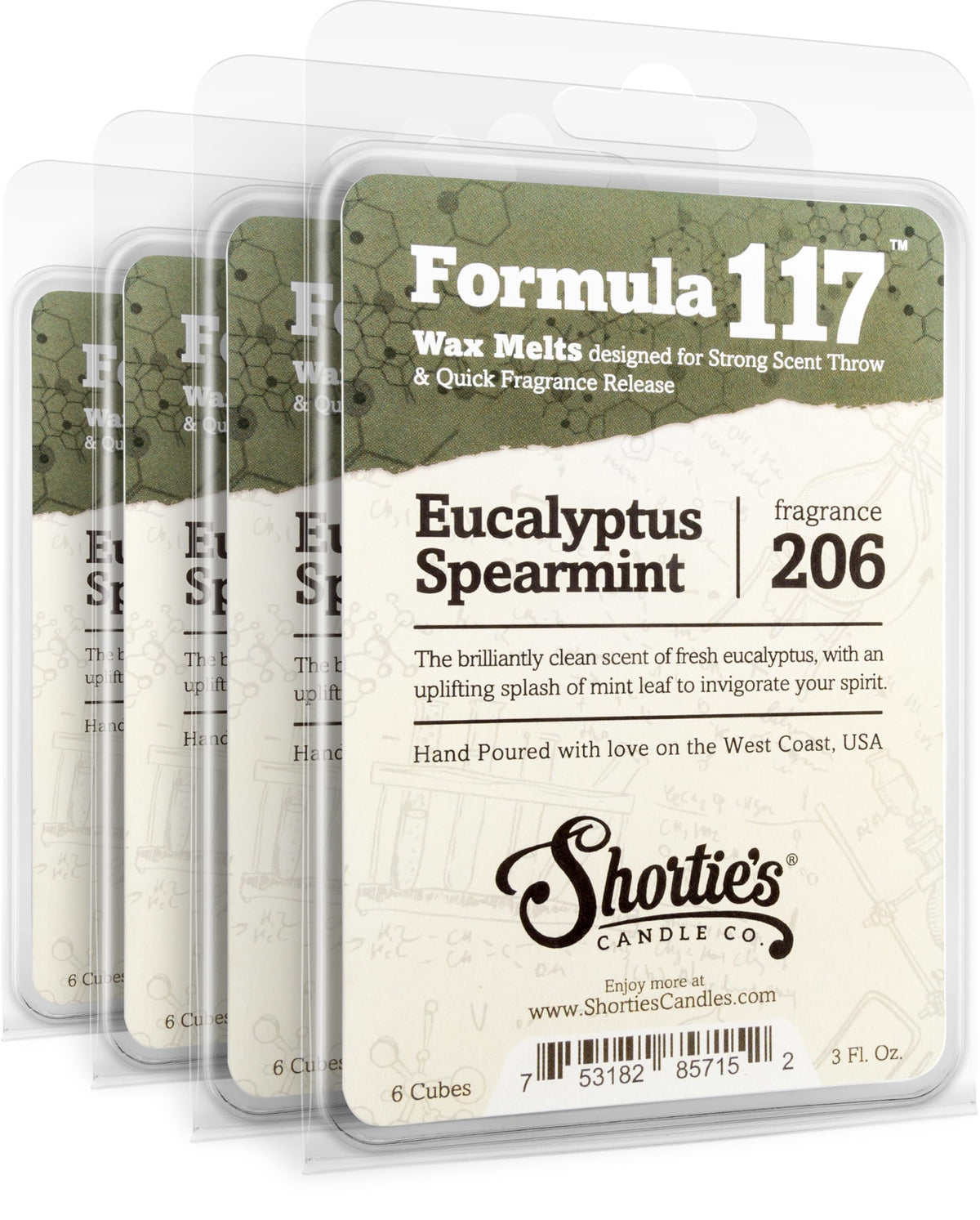 Shortie's Candle Company — blocs eucalyptus menthe poivree en gros, diffusion elevée.