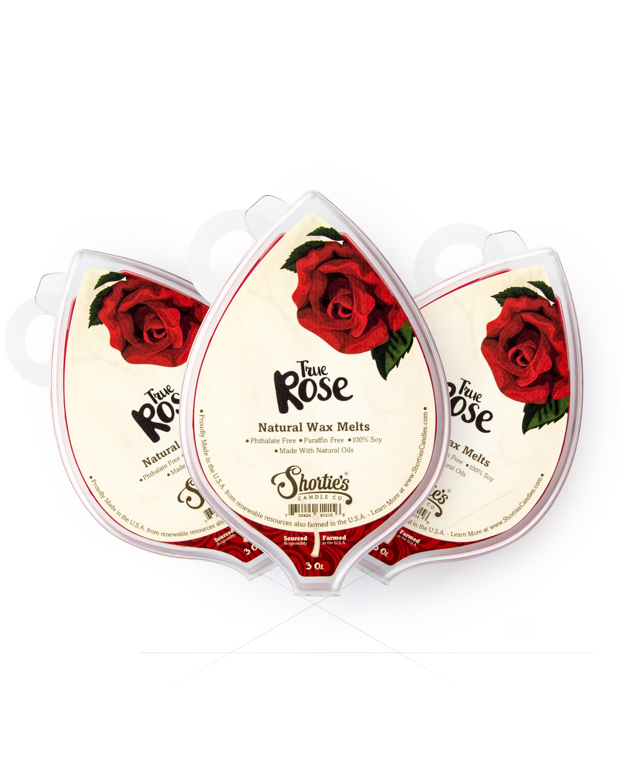 Shortie's True Rose : cubes de cire soja rose, parfum durable pour l'espace.