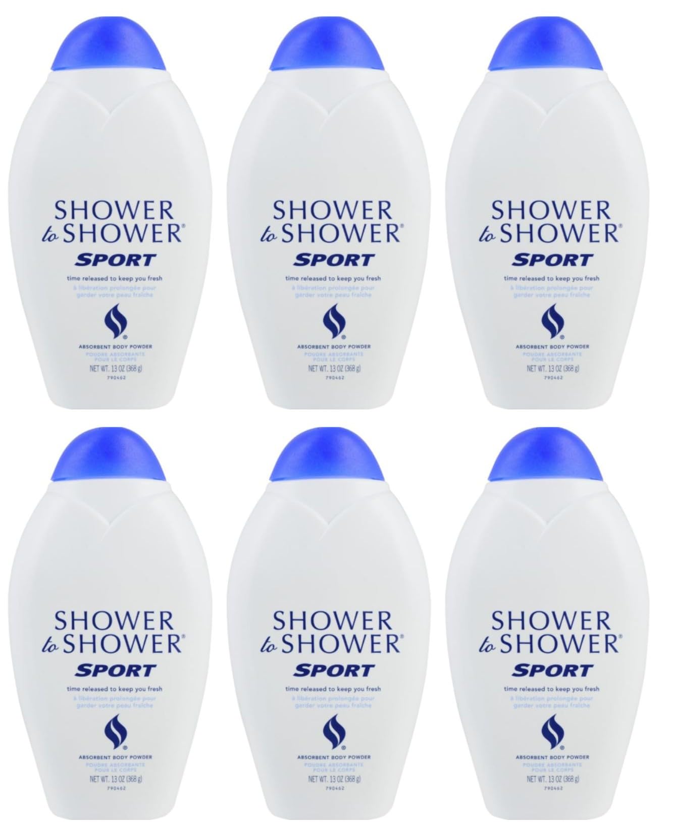 Shower To Shower Poudre Sport – bouteille 13 oz prête à l'emploi pour rester au sec.