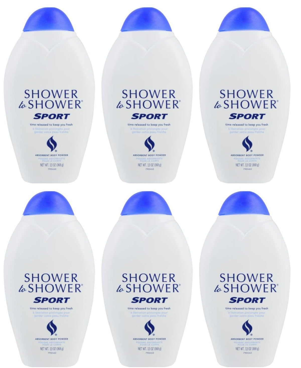 Shower To Shower Poudre Sport – bouteille 13 oz prête à l'emploi pour rester au sec.