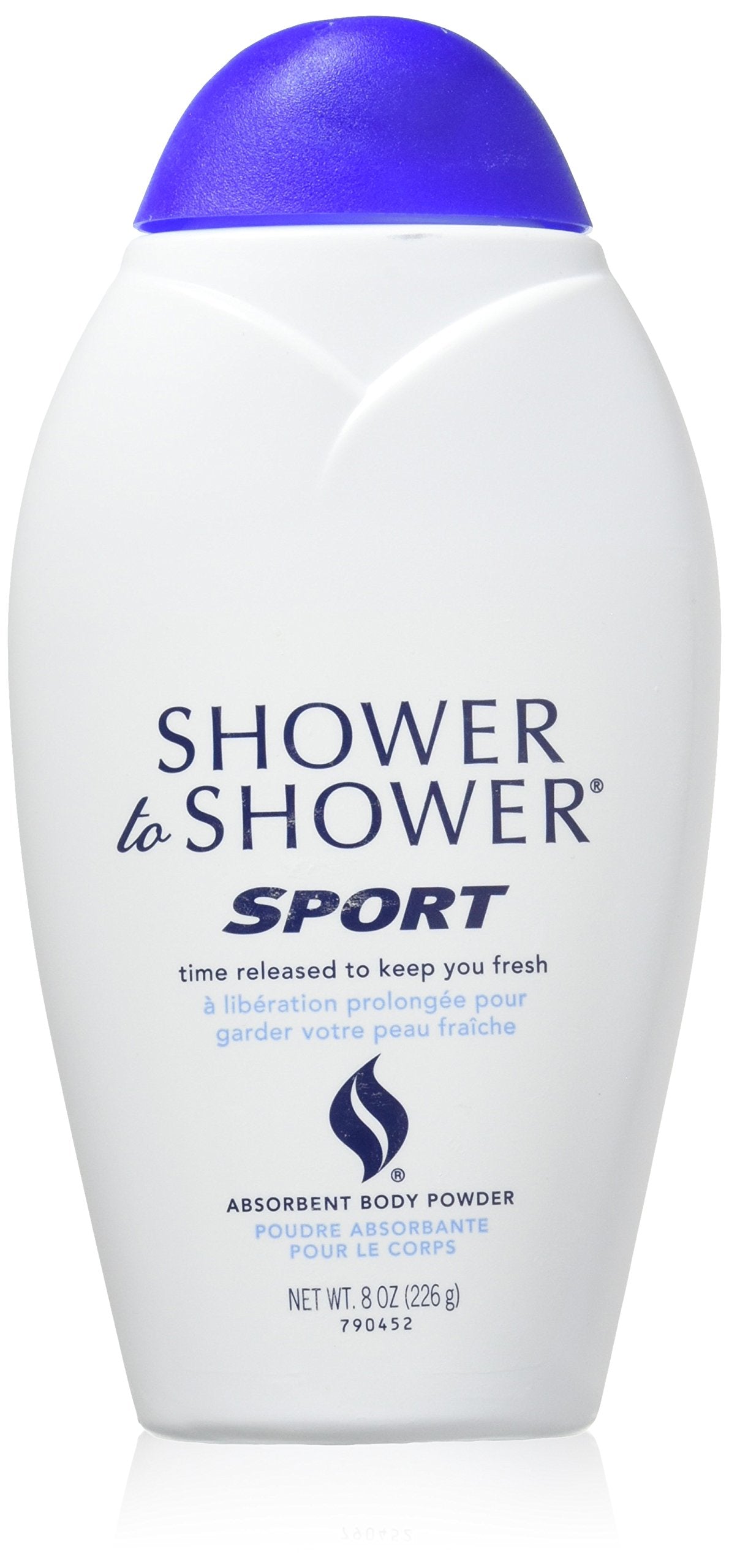 Shower To Shower Poudre Sport 8onces, absorption de l’humidité pour plus de confort.