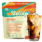 Shroovy café champignons — bouteille appétissante pour démarrer une énergie durable.