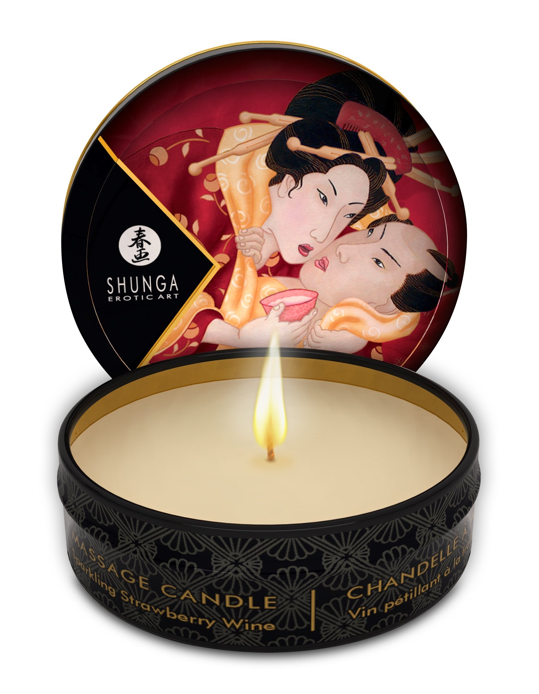 Shunga bougie-massage 1-once peau-nourrie après massage.