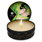 Shunga bougie-massage-the-vert, huile tiède pour massage et peau douce.