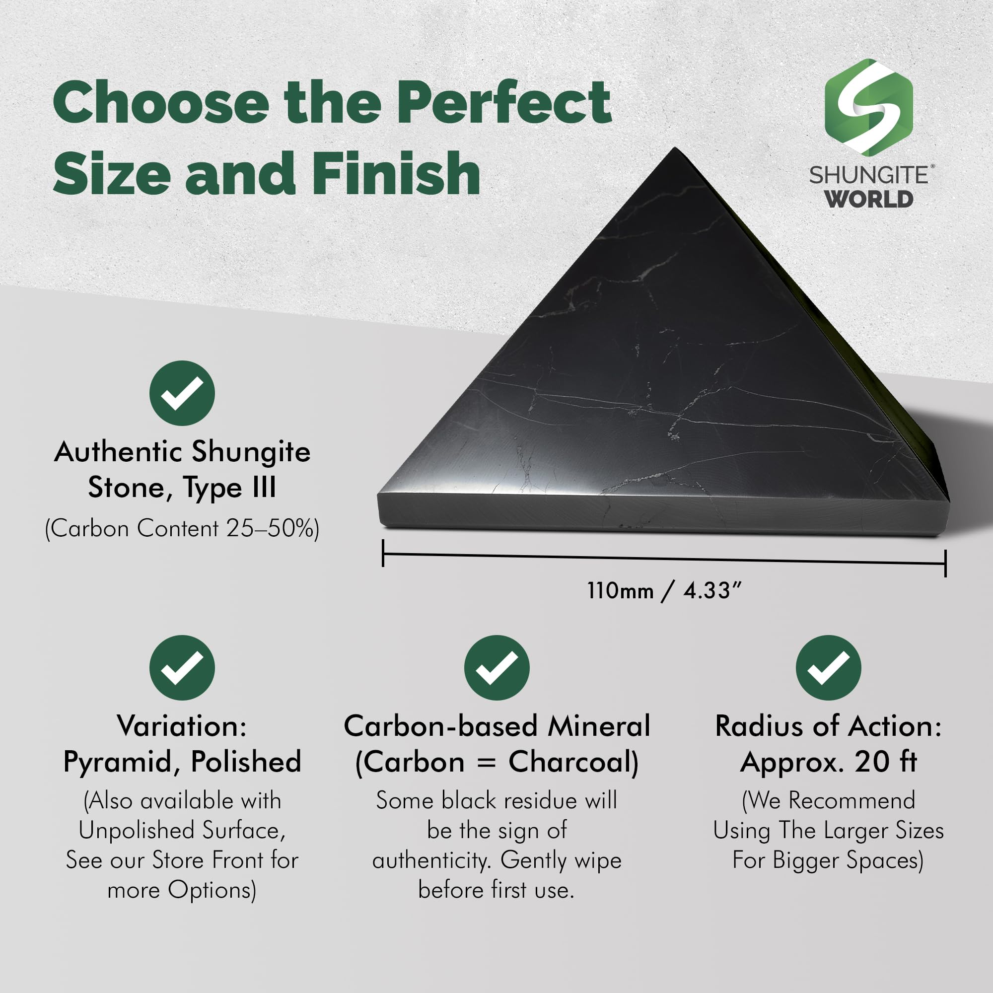 Shungite World déco bureau pyramide noire, ajout zen et protecteur.