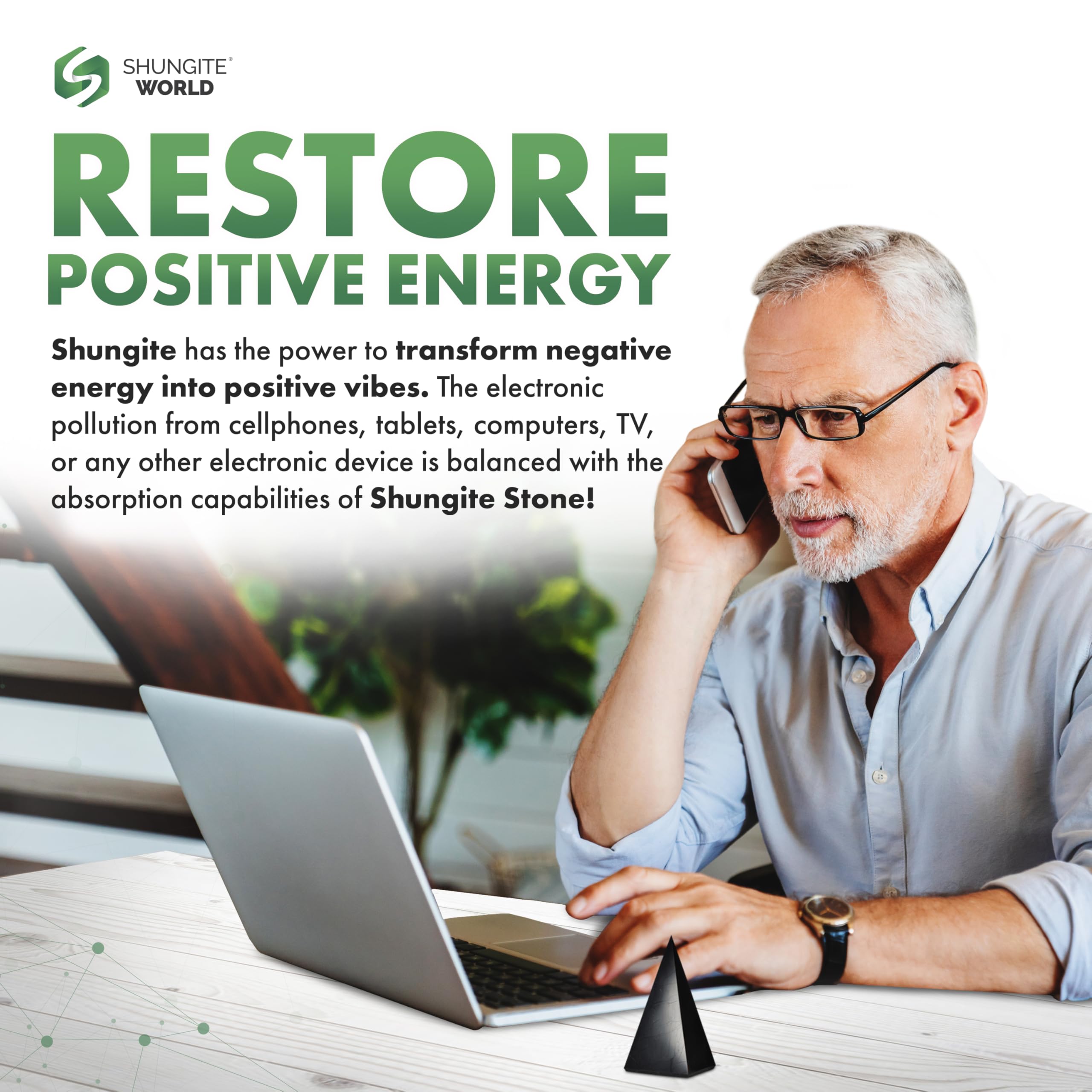 Shungite World énergie chakra base : soutien lors de pratiques spirituelles.