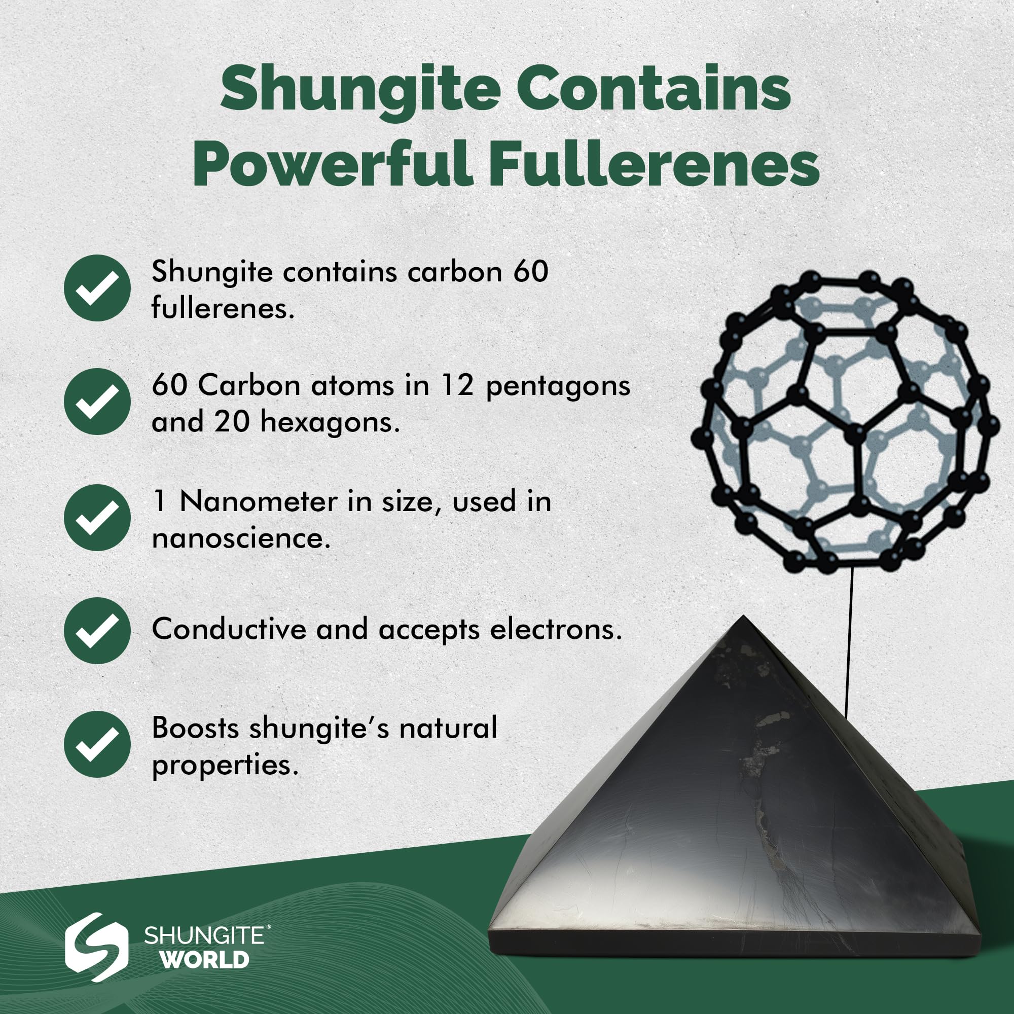 Shungite World protection-anti-stress près d’un espace de travail, réduction d’anxiété potentielle.