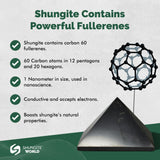 Shungite World protection-anti-stress près d’un espace de travail, réduction d’anxiété potentielle.