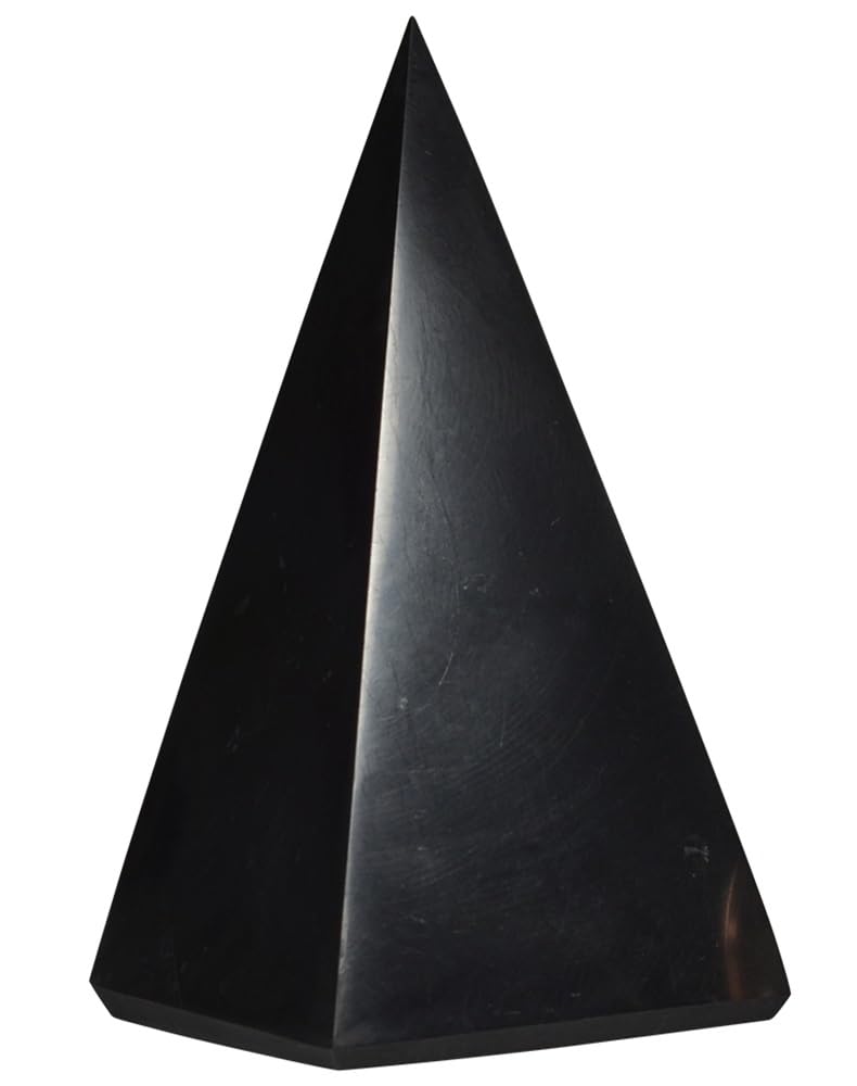 Shungite World pyramide haute 40mm : énergie équilibrante pour maison et bureau.