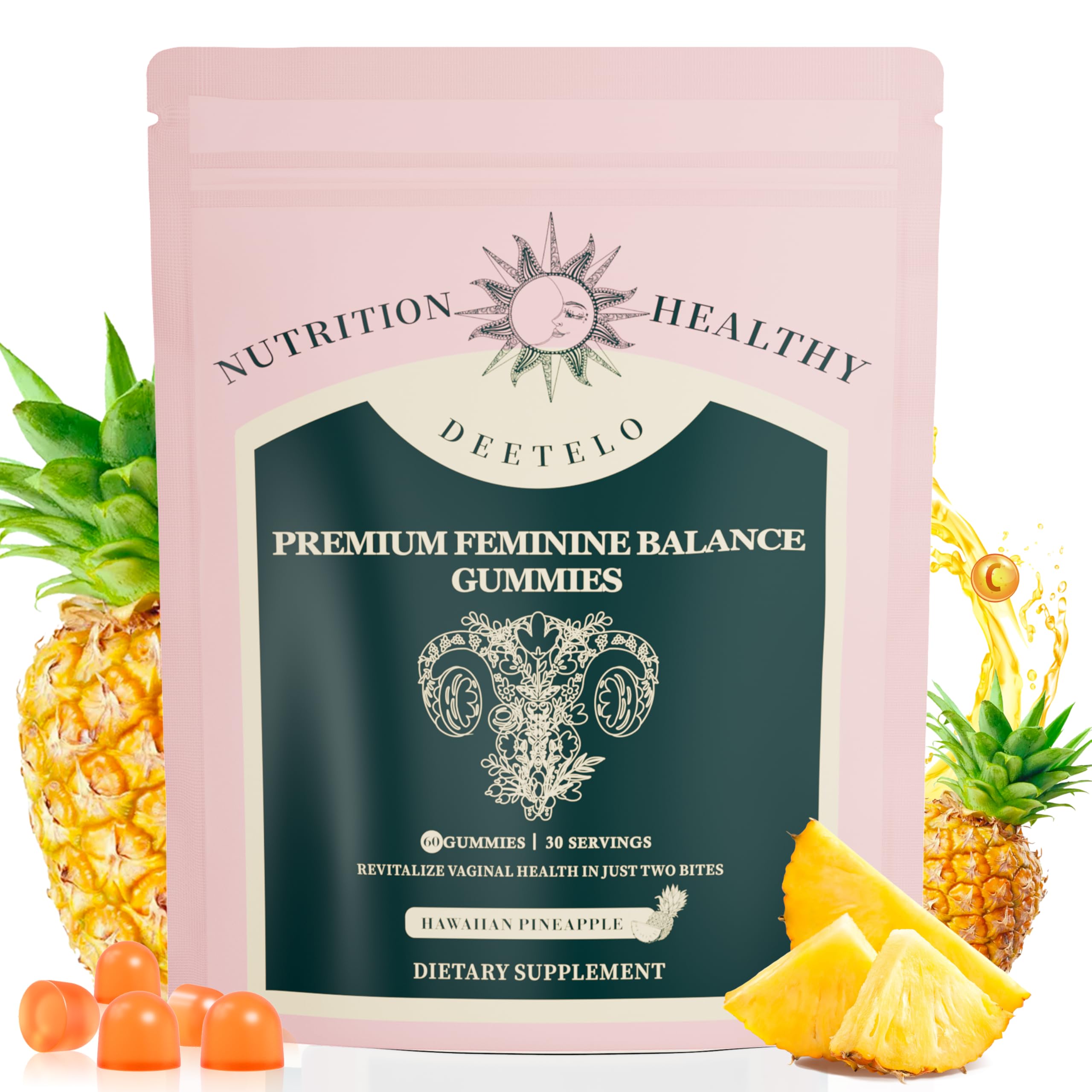 Gomme Shytrouy équilibre féminin au goût d’ananas hawaïen, favorisant le bien-être quotidien.