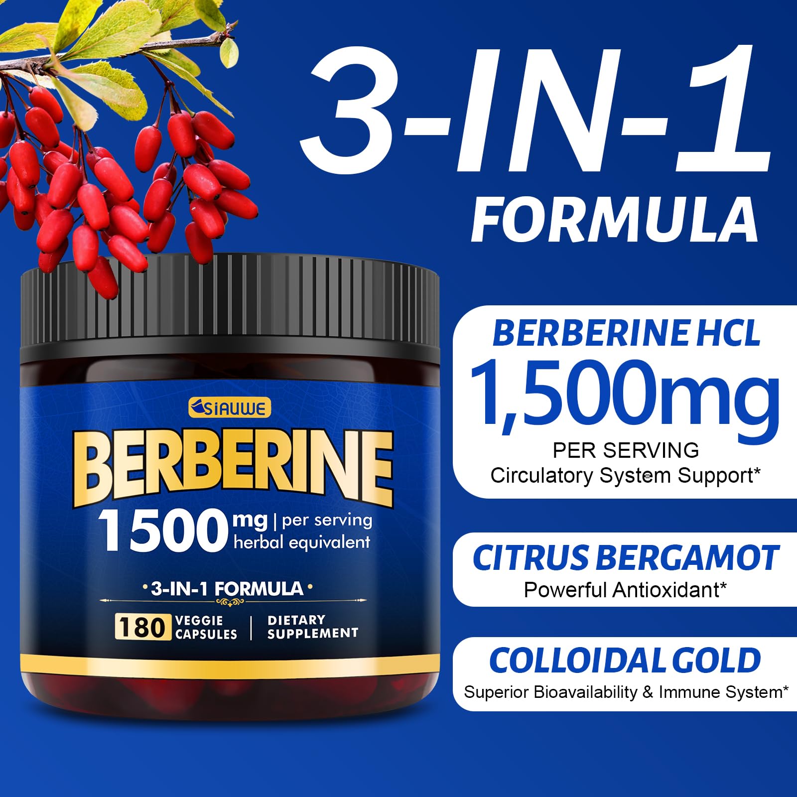 SIAUWE Berberine: emballage affichant durée de 3 mois