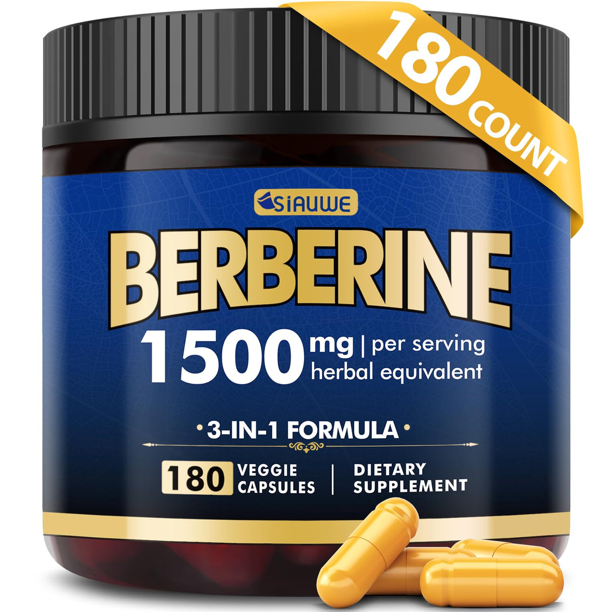 SIAUWE Berberine: bouteille montrant le complément et son soutien métabolique