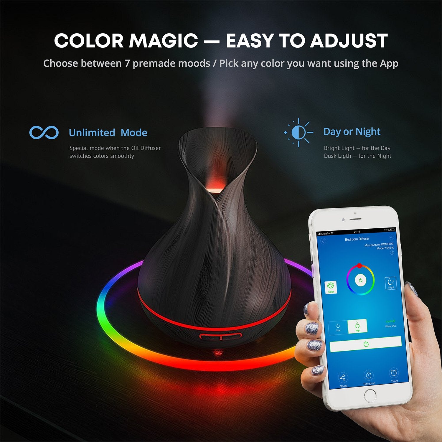 Diffusion via application Sierra Modern Home: programmation et couleurs LED