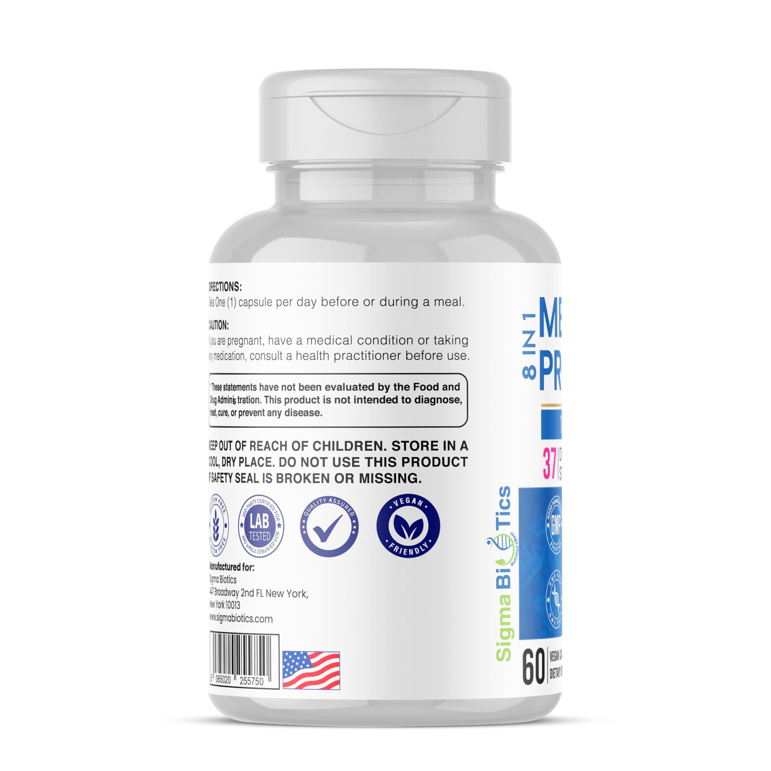 SigmaBiotics Fabrique États-Unis : produit dans des installations FDA et GMP.