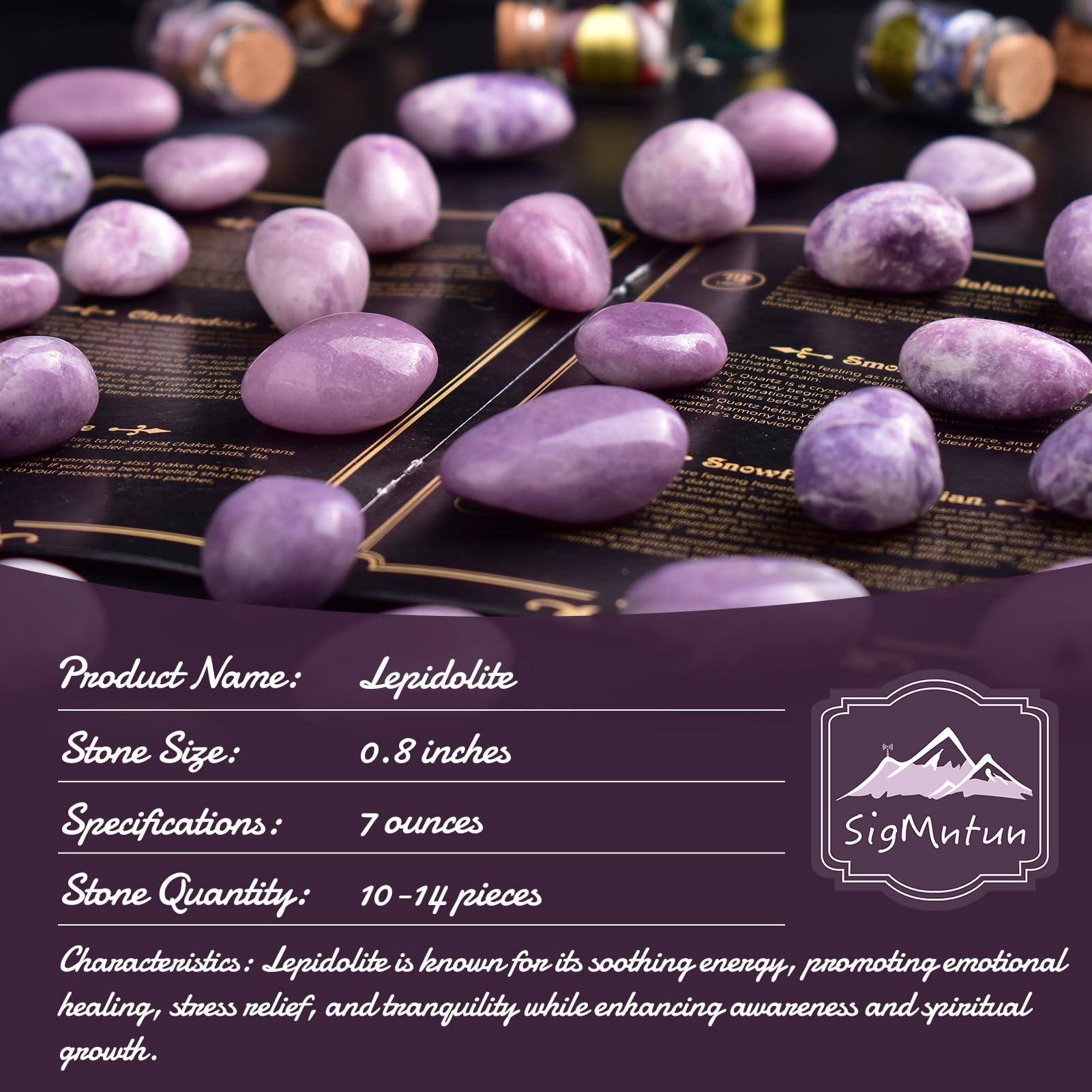 SigMntun Lepidolite – pierres pour reiki et harmonisation du chakra à domicile.