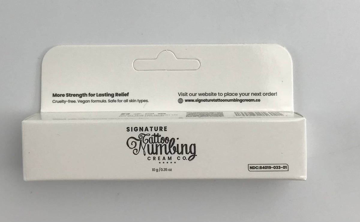 Tattoo Numbing Cream Co. – tube 10 g, pratique pour usage externe et mobilité.