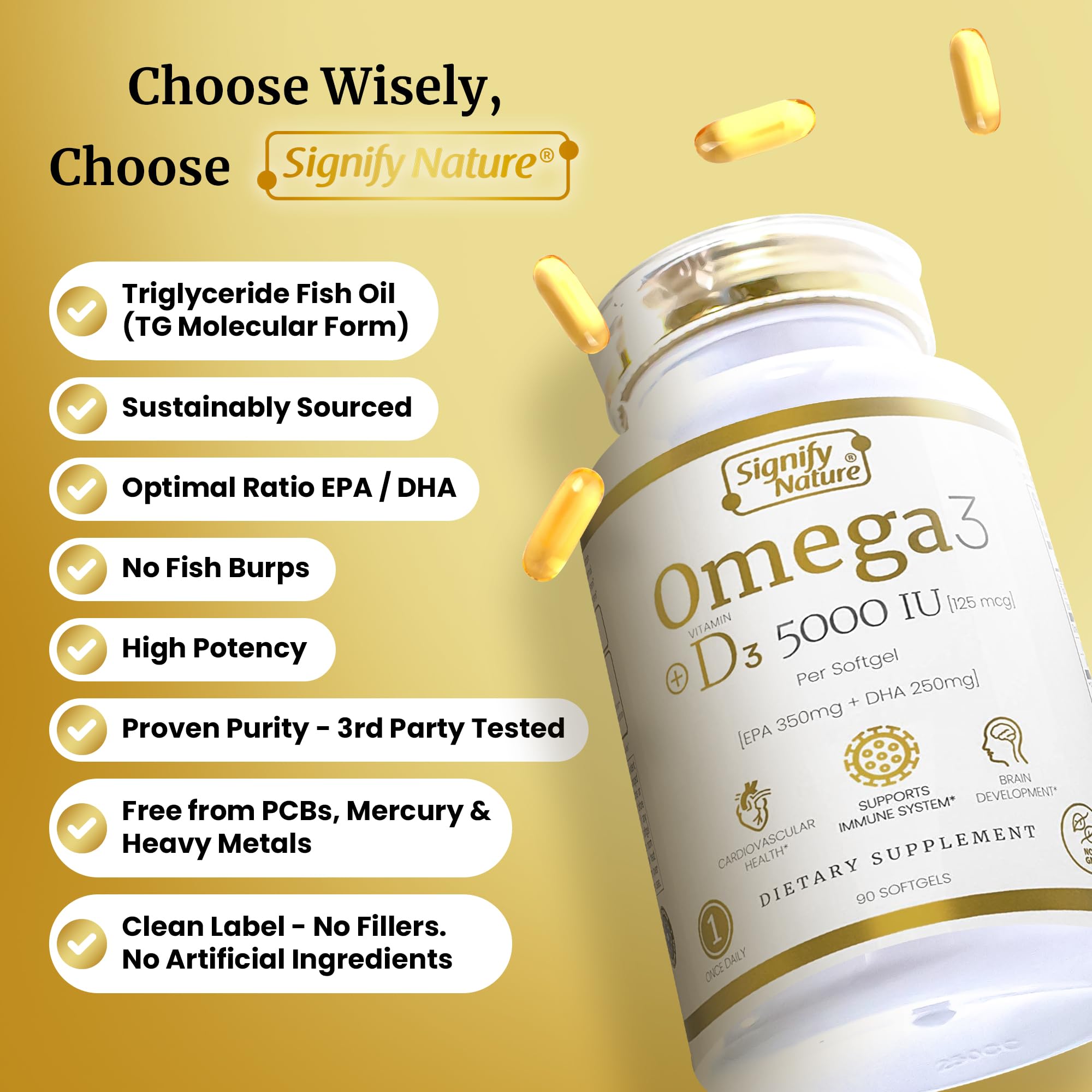 SIGNIFY NATURE Oméga3 RTG: huile purifiée avec meilleure absorption potentielle.