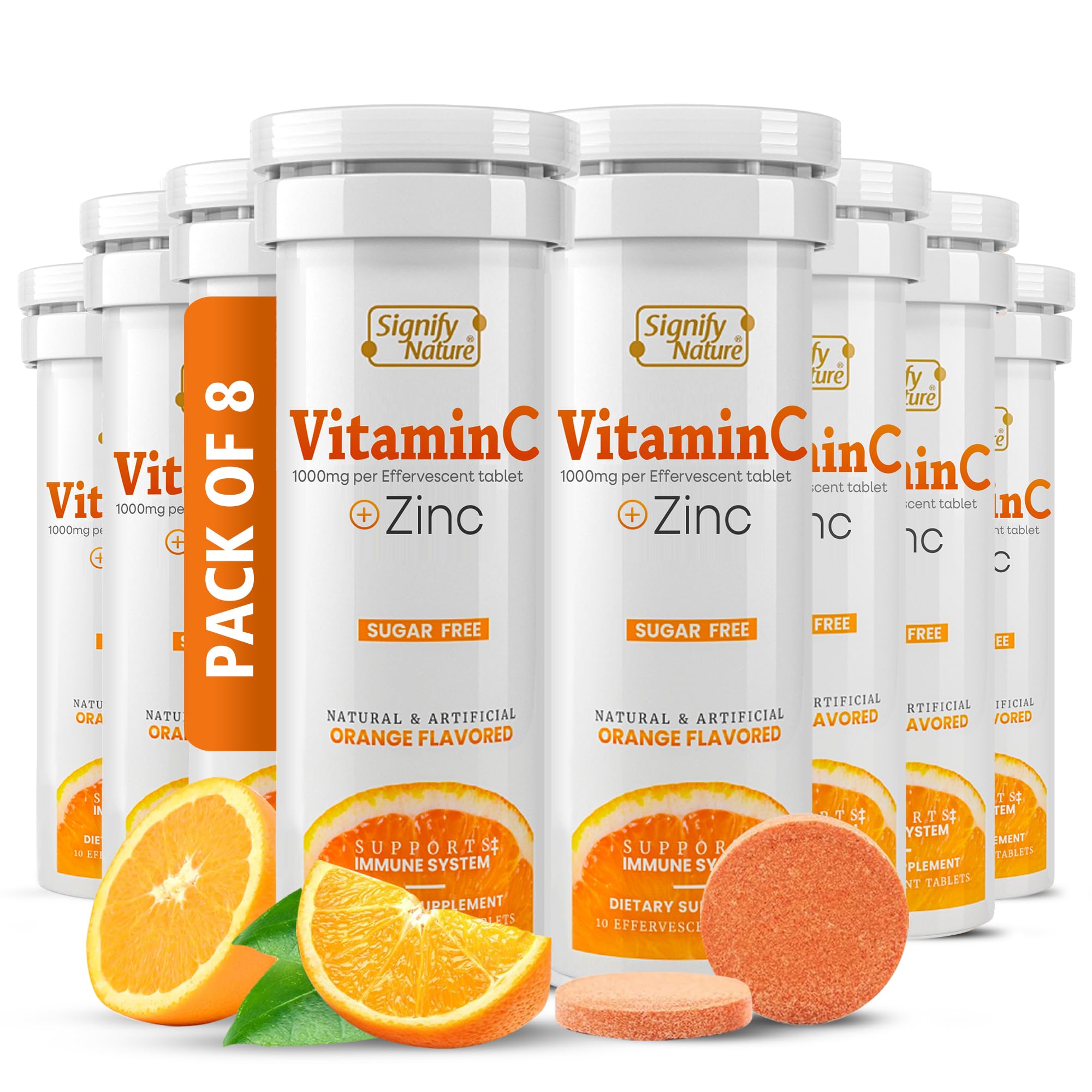 SIGNIFY NATURE Vitamine C 1000 mg, tablette effervescente dans l'eau, soutien immunitaire potentiel.