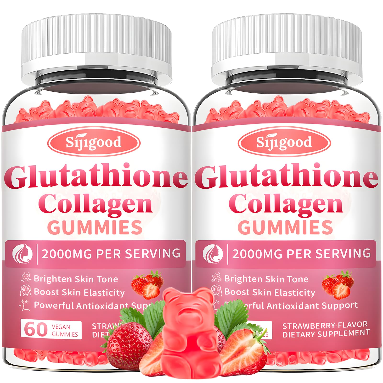Sijigood : bouteille de bonbons gélifiés glutathion-collagène, idéal pour une routine beauté.