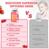 Gommes collagène multi avec vitamines essentielles et biotine.