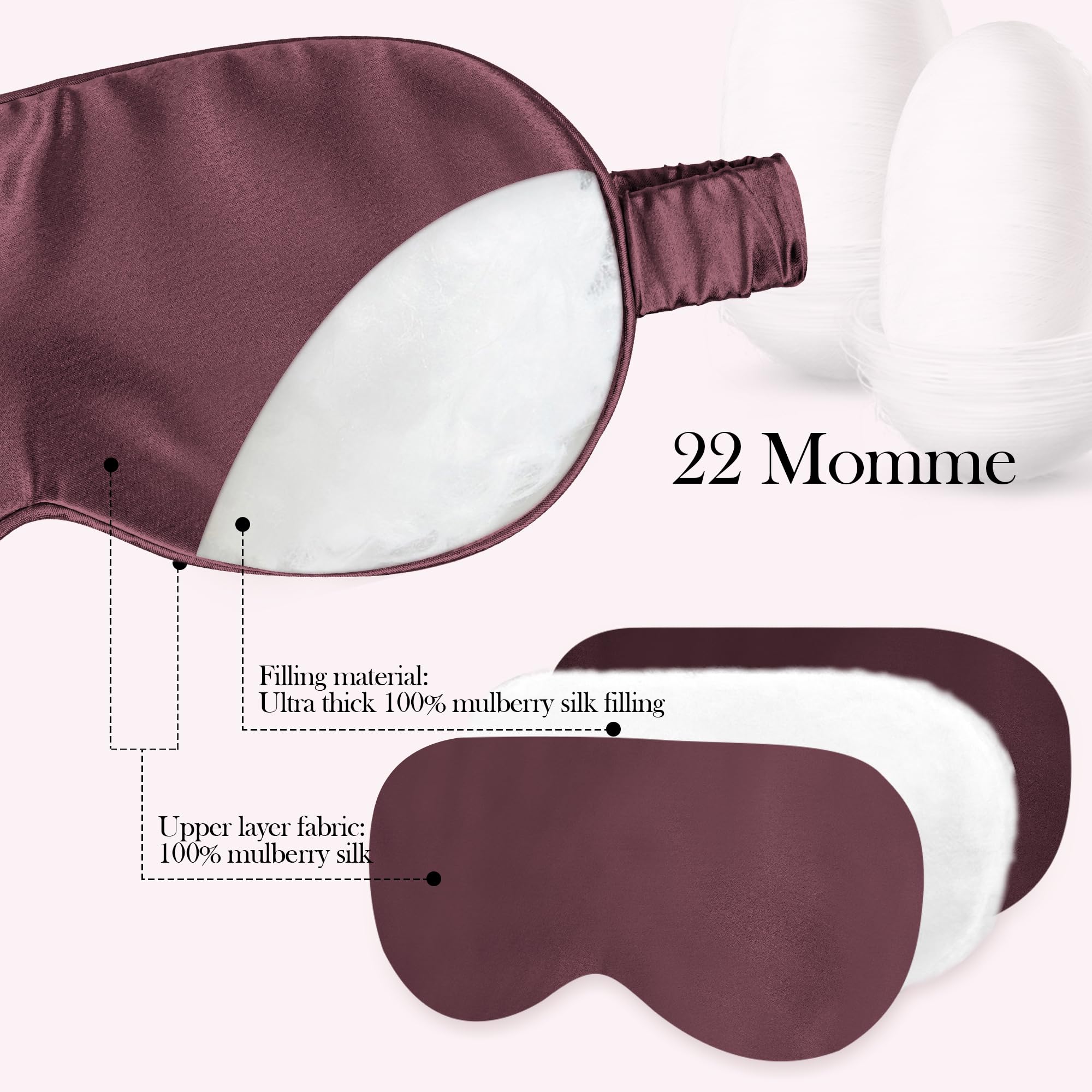 Masque Silk Dream bleu en soie Mulberry, confort respirant.