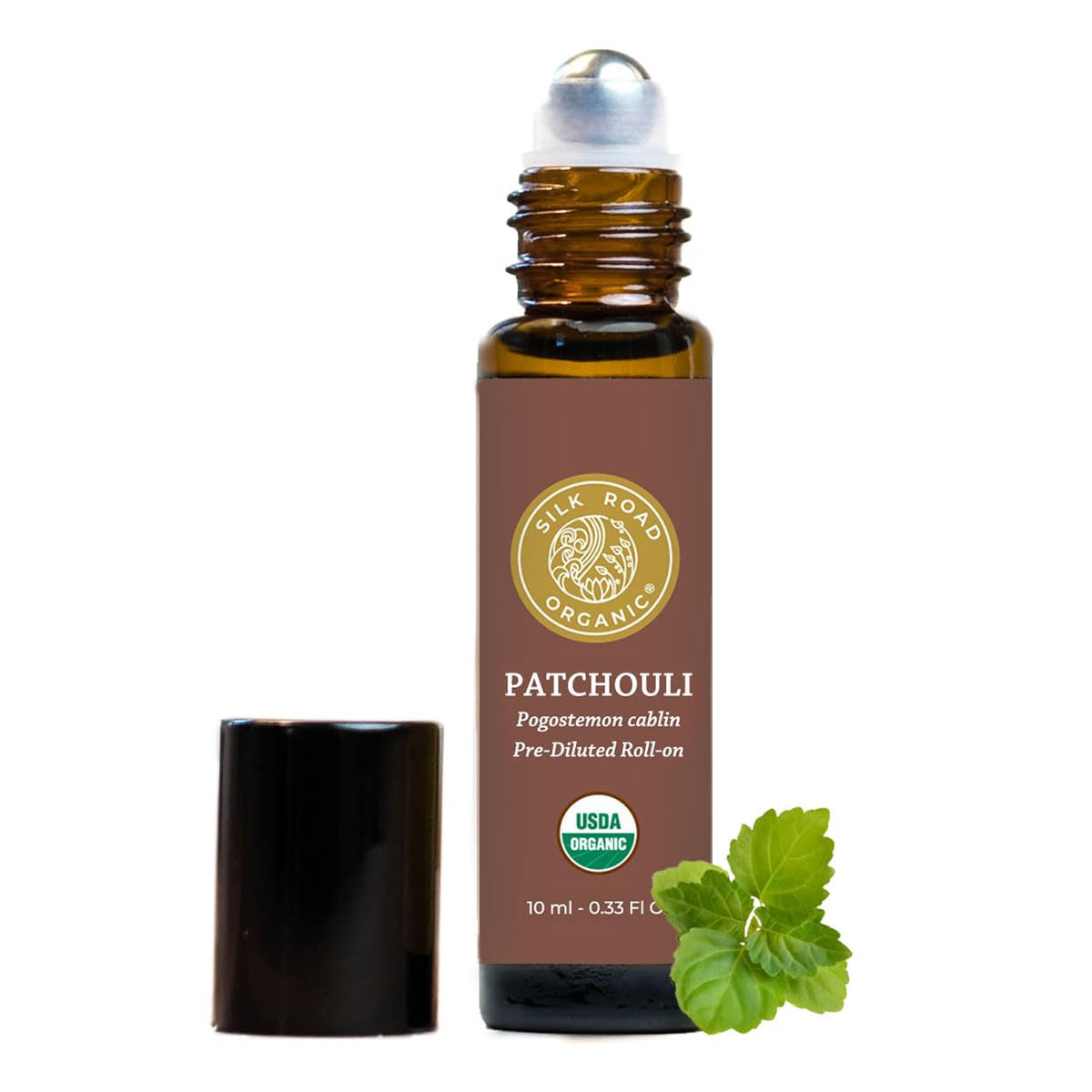 Silk Road Organic Patchouli Rouleau Aromatique Bouteille-10ml: arôme riche et portable.