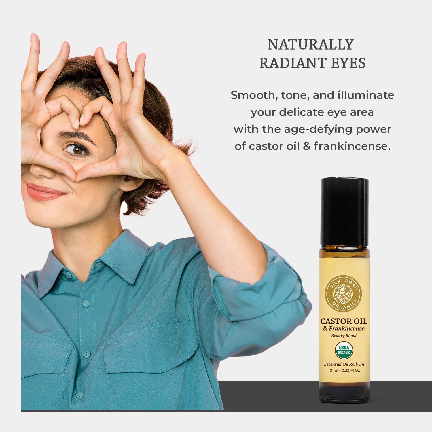 Roll-On yeux Silk Road Organic, application ciblée pour lisser les ridules et éclairer le regard