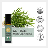 Silk Road Organic rouleau-application romarin-jojoba, pratique pour soins capillaires.