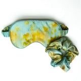 SILK&WILLOW masque-yeux-soie bleu-vert et jaune pour un sommeil paisible
