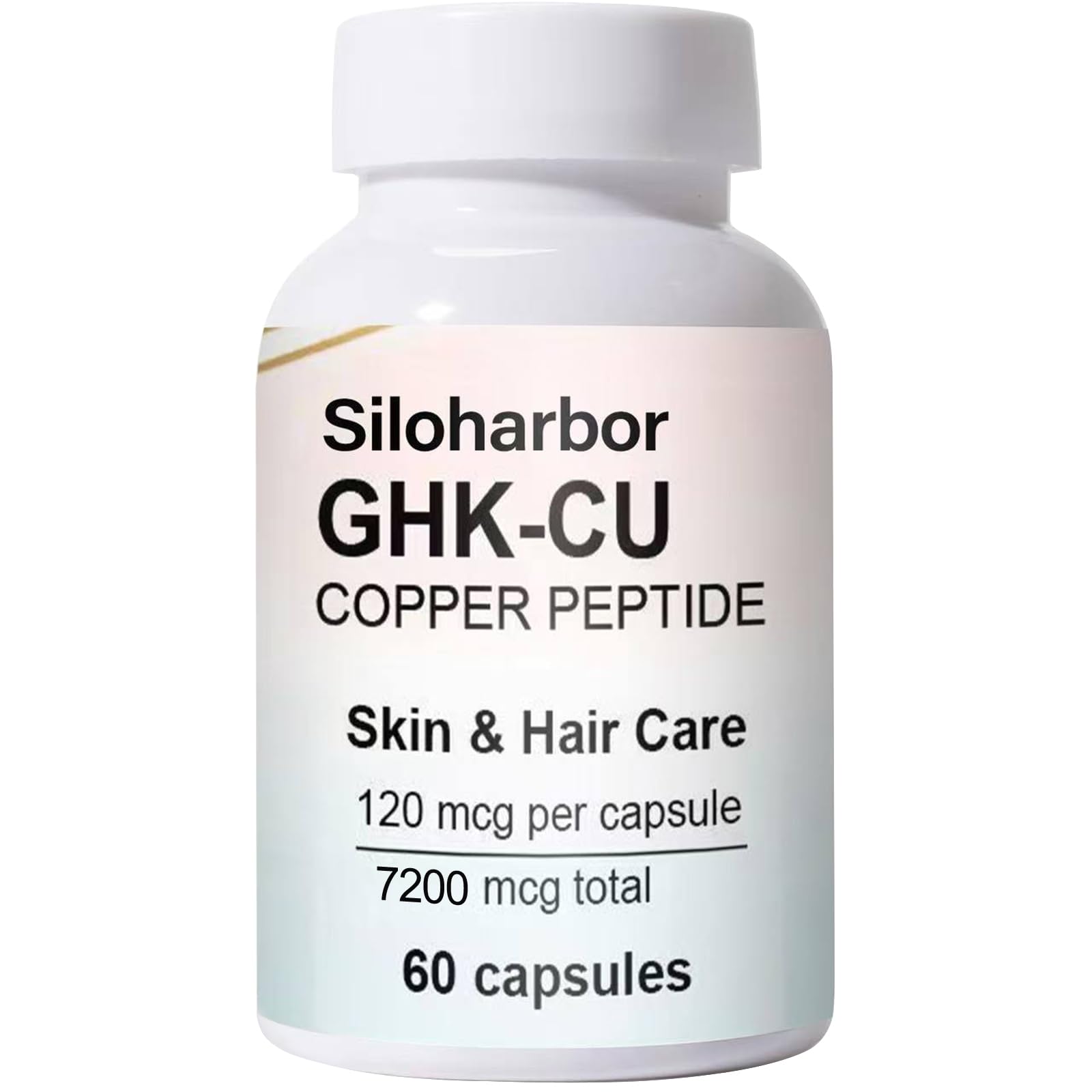 Siloharbor GHK-Cu bouteille 60 capsules soutien potentiel à l'éclat de la peau
