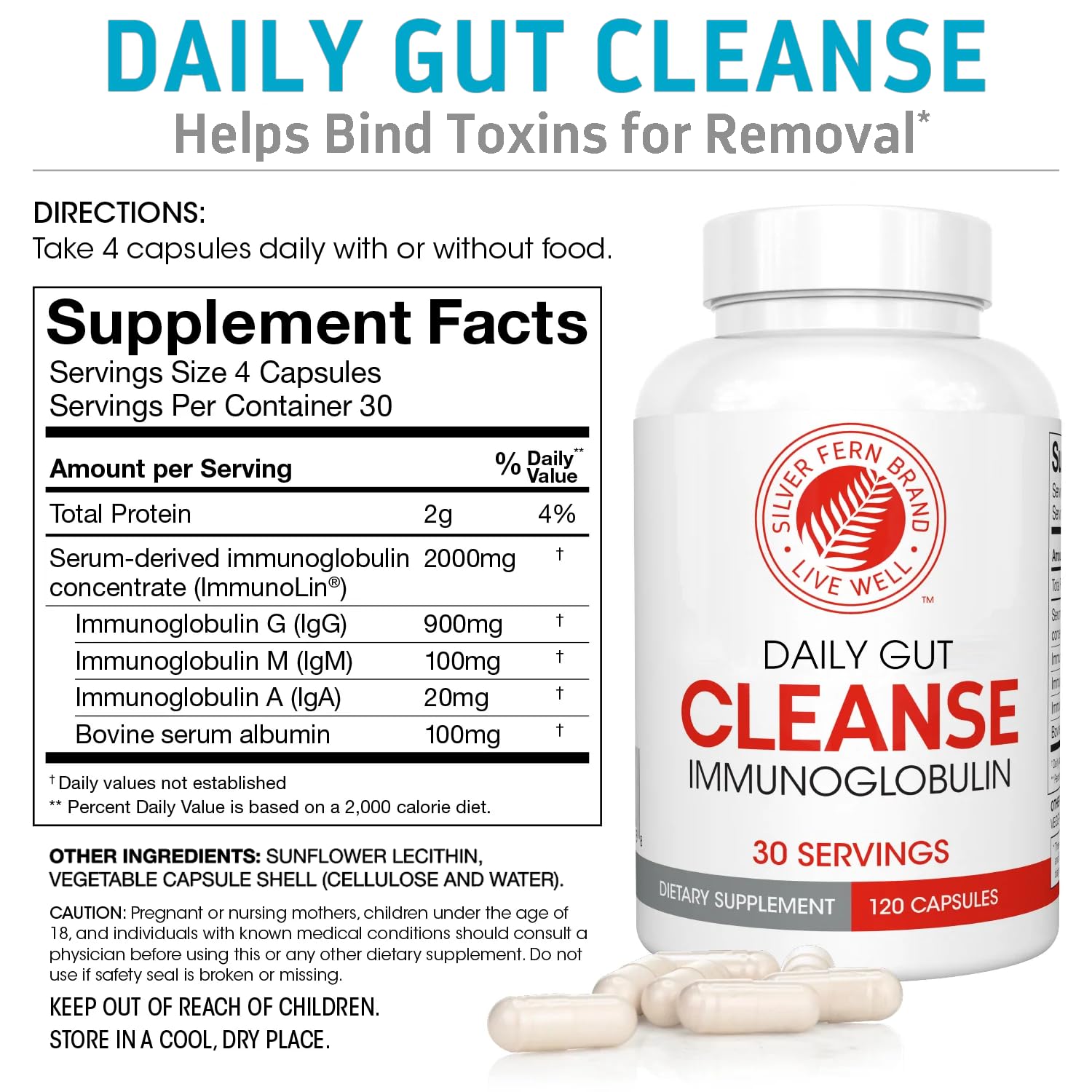 Silver Fern Cleanse – Étui-emballage sans lait et sans lactose.