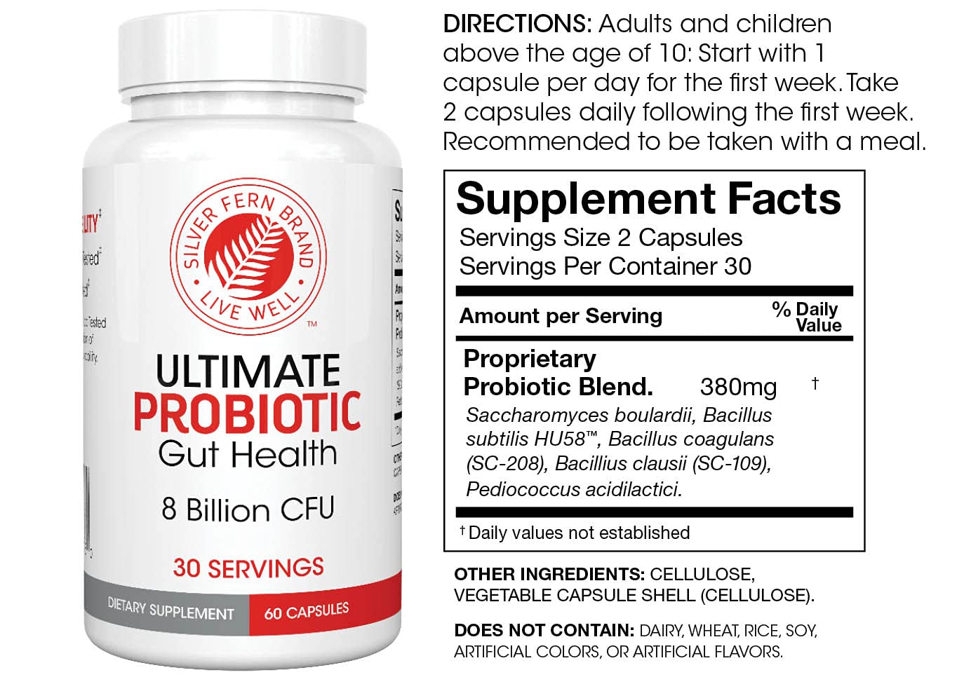 Silver Fern Gut Rehab Kit bouteille Probiotique Ultime favorisant l équilibre intestinal