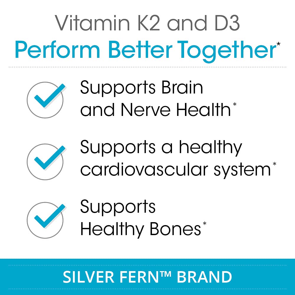 Capsules Silver Fern K2-D3, MK-7 naturel, soutien potentiel pour la fonction nerveuse.