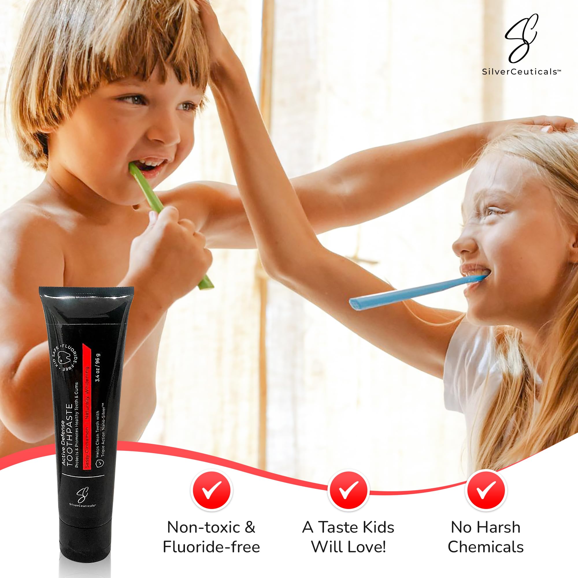 SilverCeuticals Pâte dentaire xylitol cannelle, haleine fraîche durable.