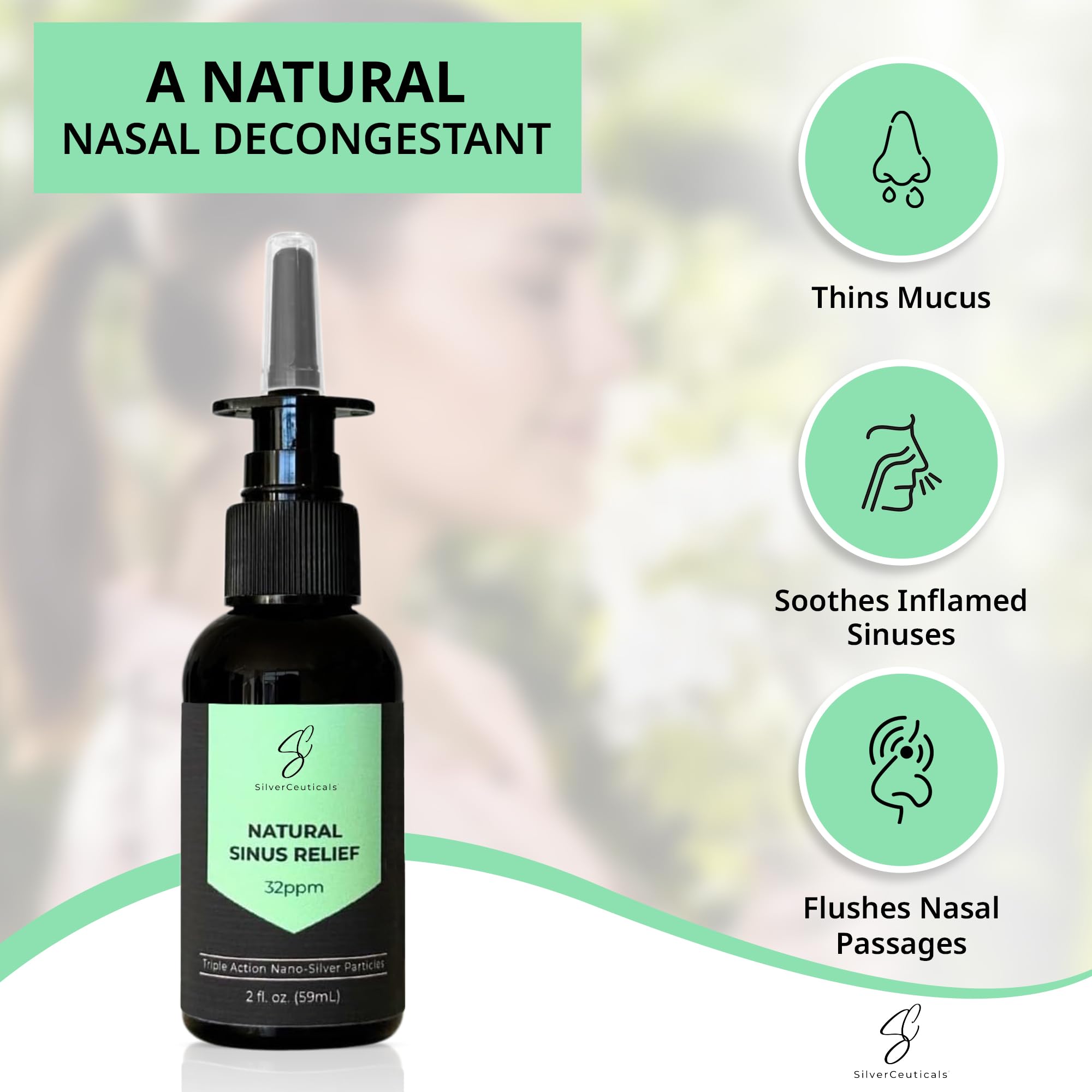 SilverCeuticals Sinus Relief: ingrédients minimaux eau et argent nano