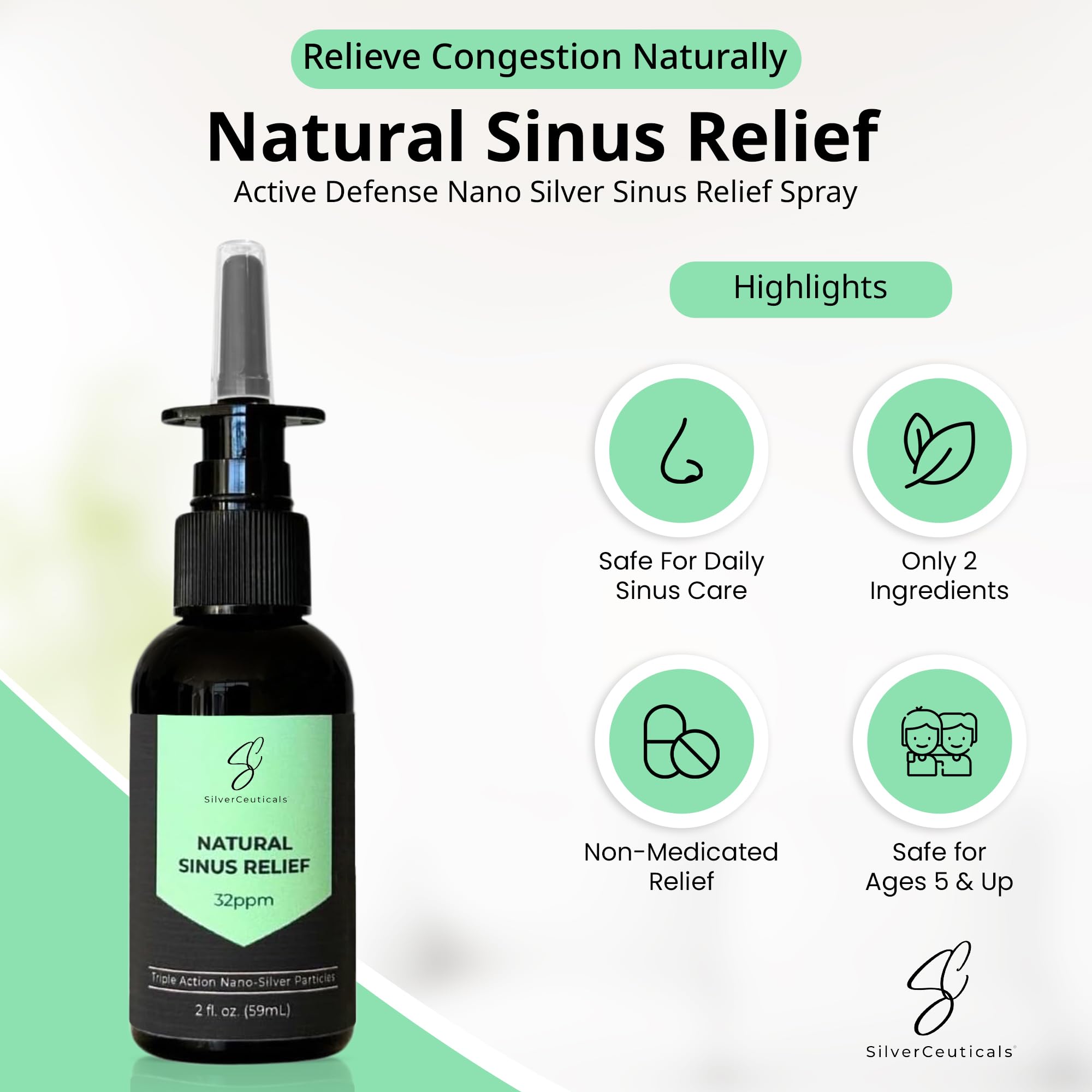 SilverCeuticals Sinus Relief: pulvérisation ciblée dans les narines pour confort